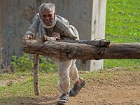 Agriculteur montrant le fonctionnement de sa noria sur  la route entre Ranakpur et Udaipur