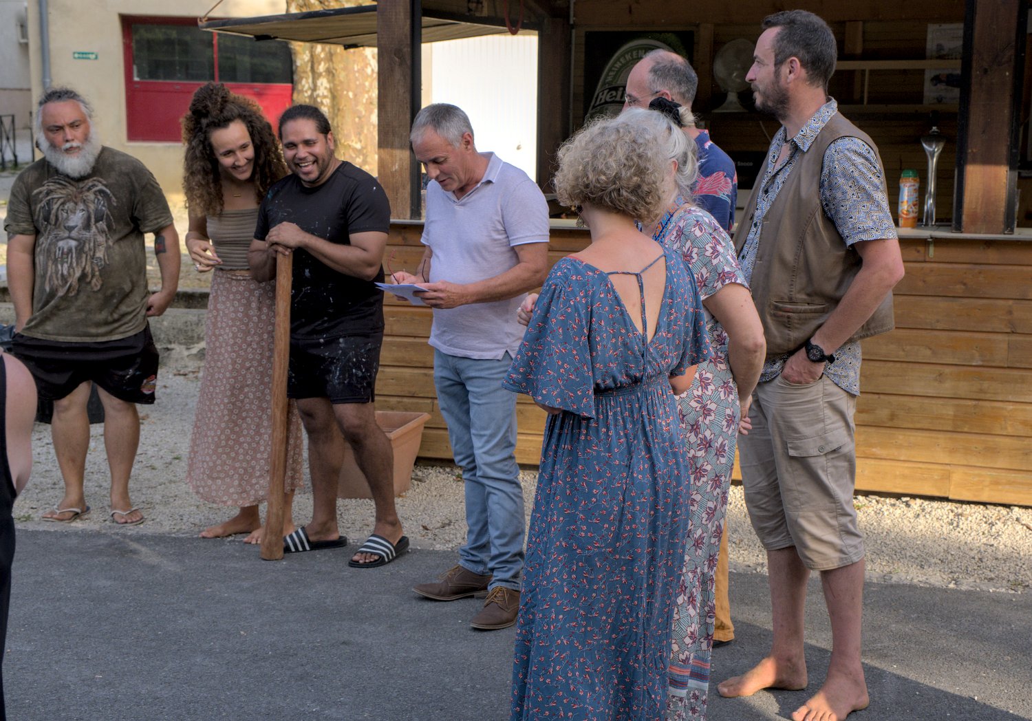 Accueil de la troupe et des visiteurs par le maire de Lamonzie Montastruc (Jean-Michel Dreuil)