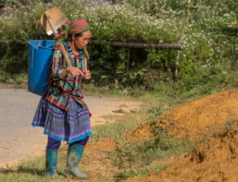  Femme Hmong partant aux champs